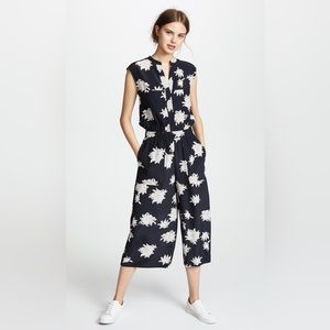 VINCE Floral Silk Sleeveless Jumpsuit, Size Small